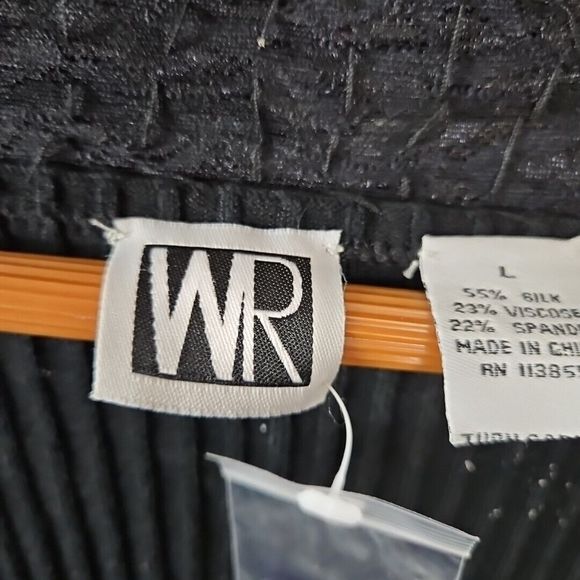 WR Women's Silk Blend Rib Black Cardigan Embellished Sz Lg NWOT - Picture 3 of 11